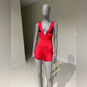 Free People intimately satin romper with lace detail $80